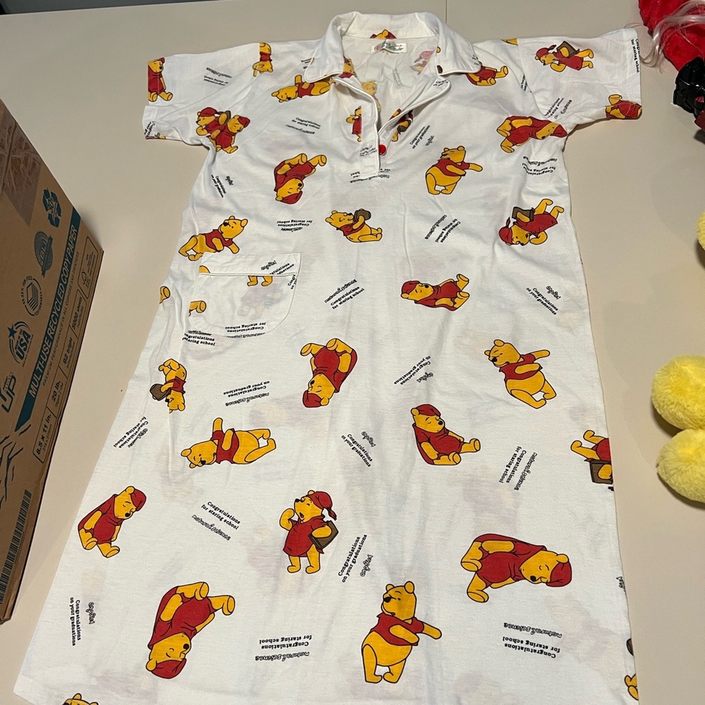 Disney Winnie the Pooh Kids Nightgown - White and Red size 14